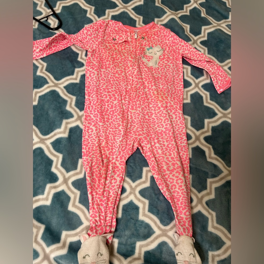 Carter's Pink Footies One Piece with Polka Dots
